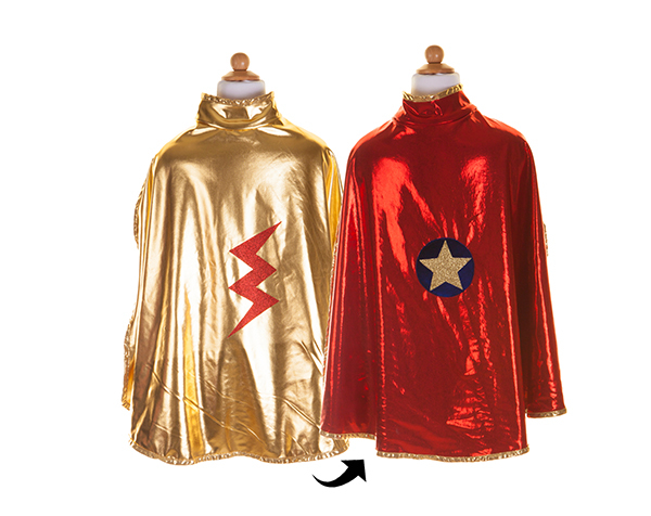 Capa reversible maravilla dorada y roja