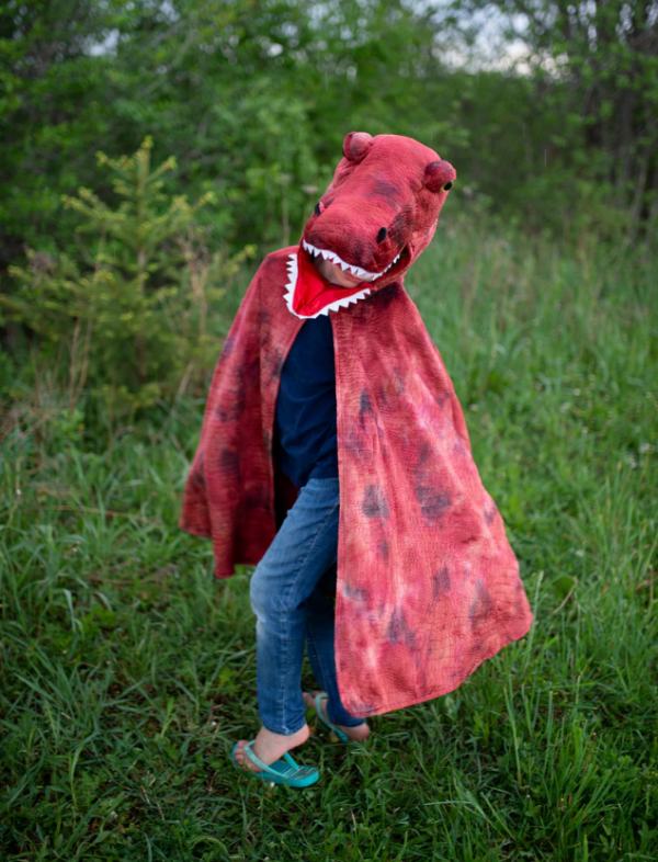 Capa y garras de T-Rex Grandasaurus rojo/negro