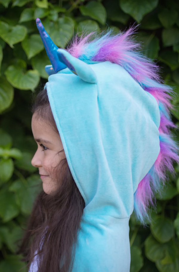 Capa reversible unicornio azul y dragón arcoíris