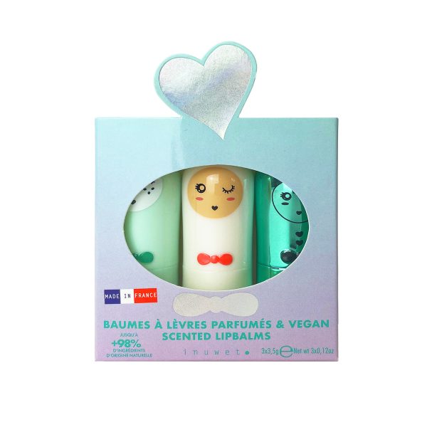 Set 3 bálsamos labiales (manzana, algodón de azúcar y cupcake)
