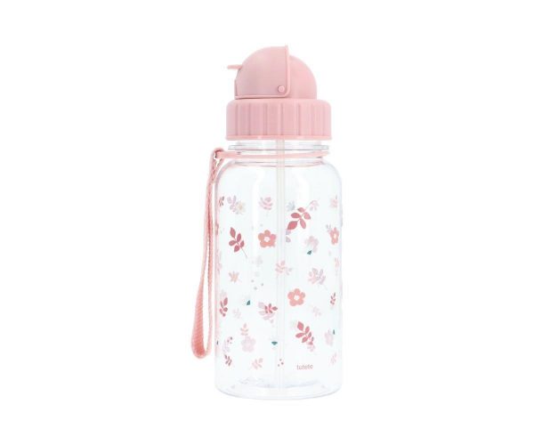 Botella tritán pajita Leaves Pink