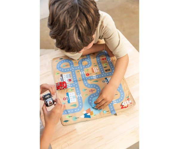 Juego Mantel con Circuito Azul + 3 mini coches