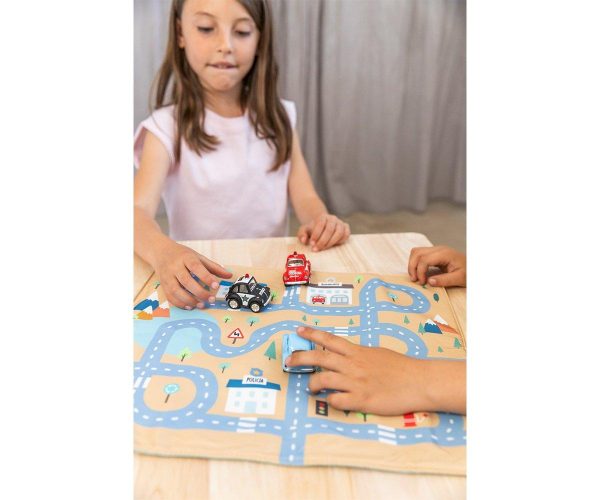 Juego Mantel con Circuito Mostaza + 3 mini coches