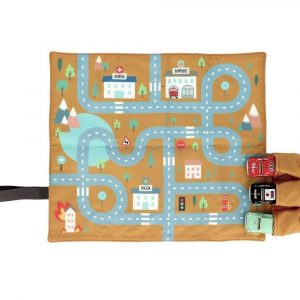 Juego Mantel con Circuito Mostaza + 3 mini coches