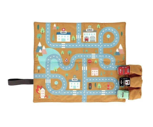 Juego Mantel con Circuito Mostaza + 3 mini coches