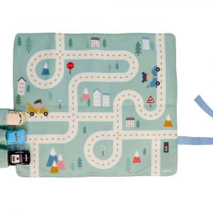 Juego Mantel con Circuito Menta + 3 mini coches
