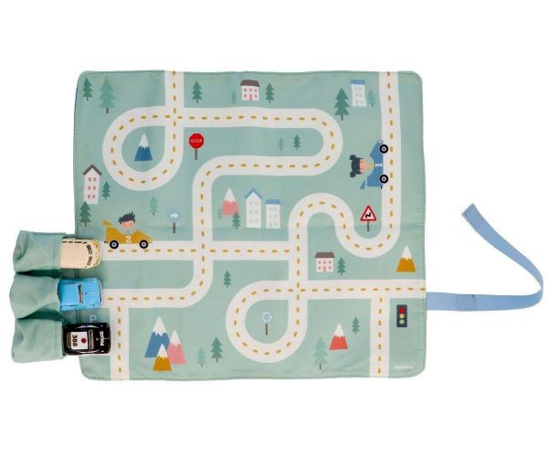 Juego Mantel con Circuito Menta + 3 mini coches