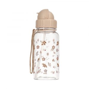 Botella tritán pajita Leaves Beige