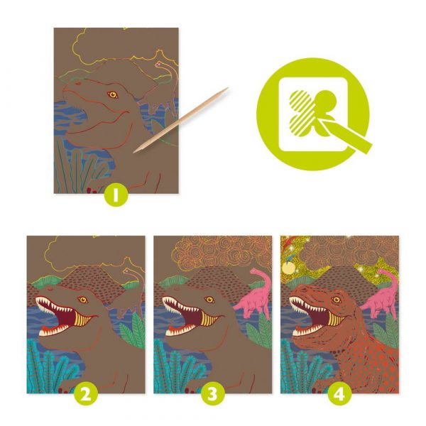 Cuadros para rascar El reino de los dinosaurio