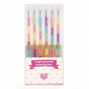6 bolígrafos de gel colores arcoiris