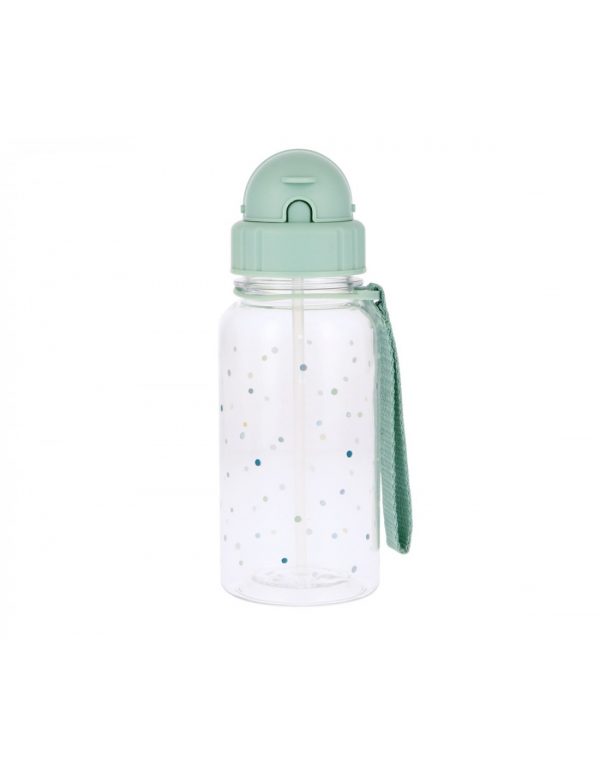 Botella tritán pajita Dots Sage