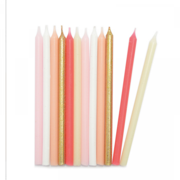 Velas largas rosas y oro 12uds. Scrapcooking