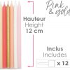 Velas largas rosas y oro 12uds. Scrapcooking