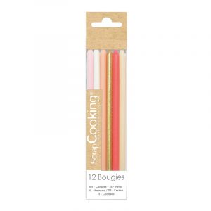 Velas largas rosas y oro 12uds. Scrapcooking