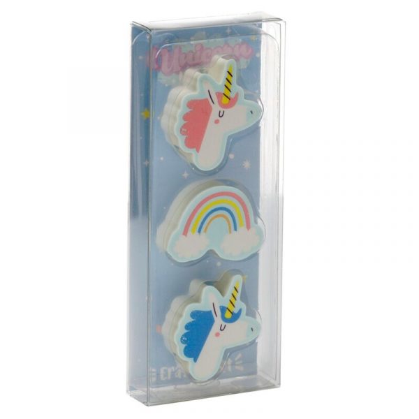 Set de 3 Gomas de Borrar Unicornio Mágico