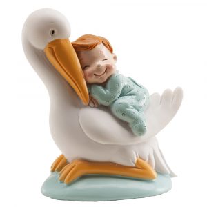 Figura bautizo cigüeña niño