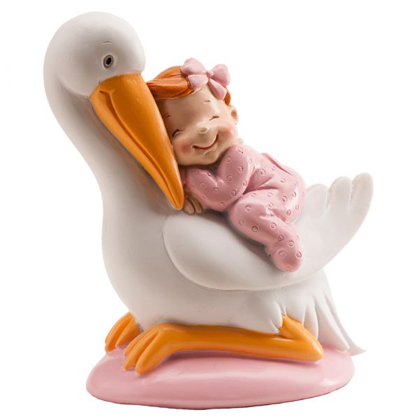 Figura bautizo cigüeña niña