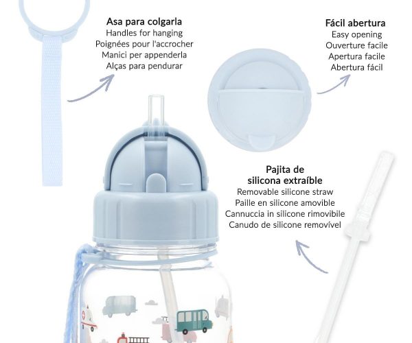 Botella tritán pajita City Cars