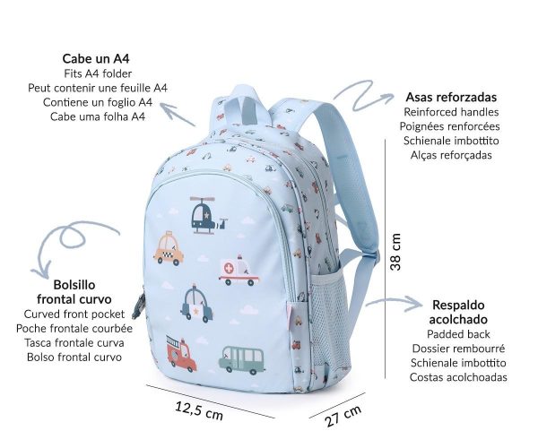 Mochila Mediana City Cars + Llavero coche policía