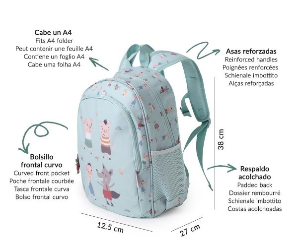 Mochila Mediana The Three Little Pigs + Llavero Lobo