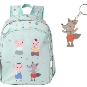 Mochila Mediana The Three Little Pigs + Llavero Lobo