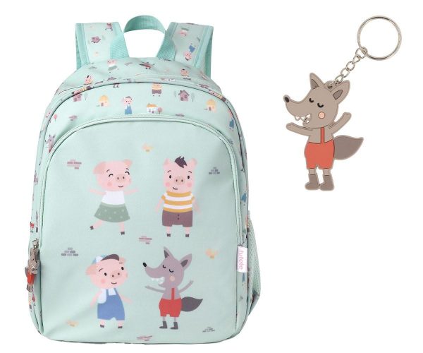 Mochila Mediana The Three Little Pigs + Llavero Lobo