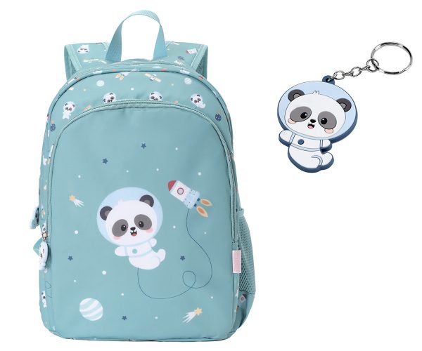 Mochila Mediana Pandas in space + Llavero panda