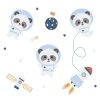 Mochila Solid Color Green Pandas in Space