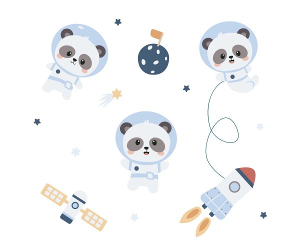 Mochila Solid Color Green Pandas in Space