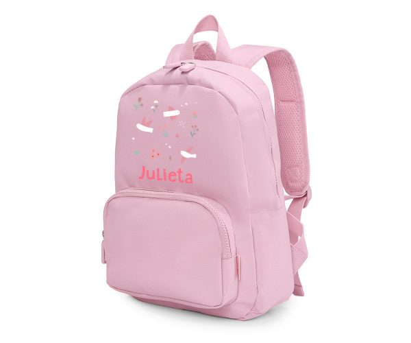 Mochila Solid Color Pink Blossom Birds