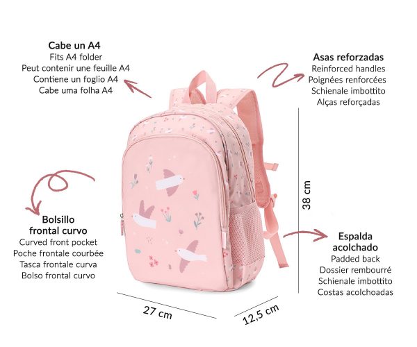 Mochila Mediana Blossom Birds + Llavero pájaro