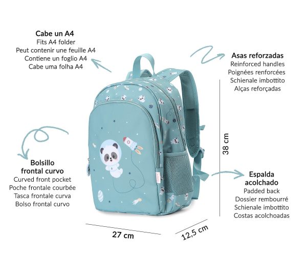 Mochila Mediana Pandas in space + Llavero panda